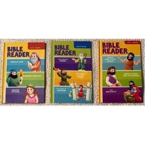 Lot of 3 Bible Reader Books: Jesus, Moses, Samson, Noah's Ark, Queen Esther &